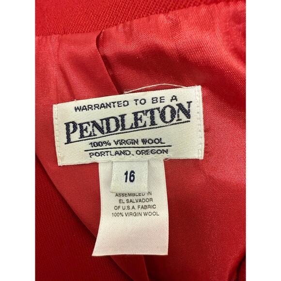 Vintage 80s Pendleton Womens Red Virgin Wool USA Made Sports Coat Jacket Blazer - Picture 3 of 4